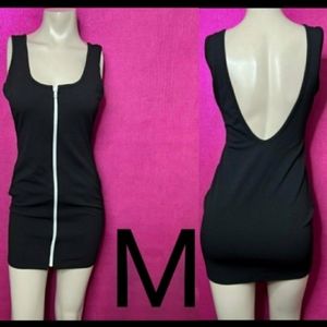 🆕Black / White Front Zipper Tank Mini Dress   Size M